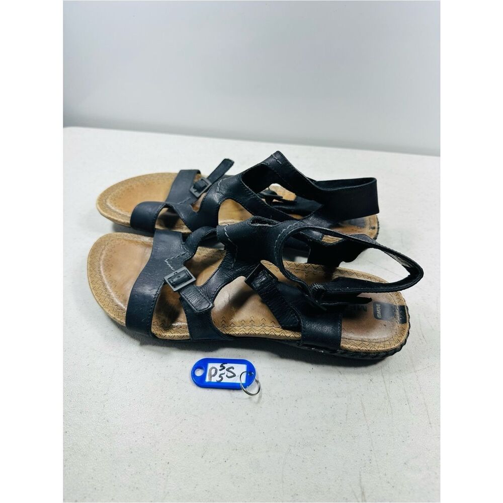 Womens 9Merrell Whisper Black Leather Gladiator Sandals Shoes Buckle J55558